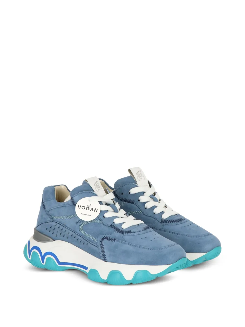 Hogan Suède sneakers met geperforeerde voorkant Blauw
