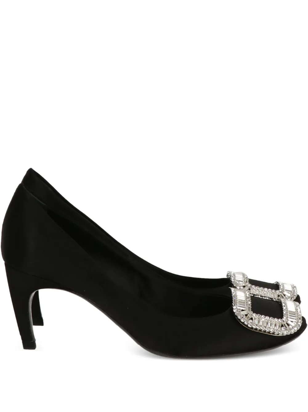 Roger Vivier crystal-embellished satin-effect pumps | Black | Image 1