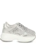 Hogan crystal-embellished platform sneakers - White
