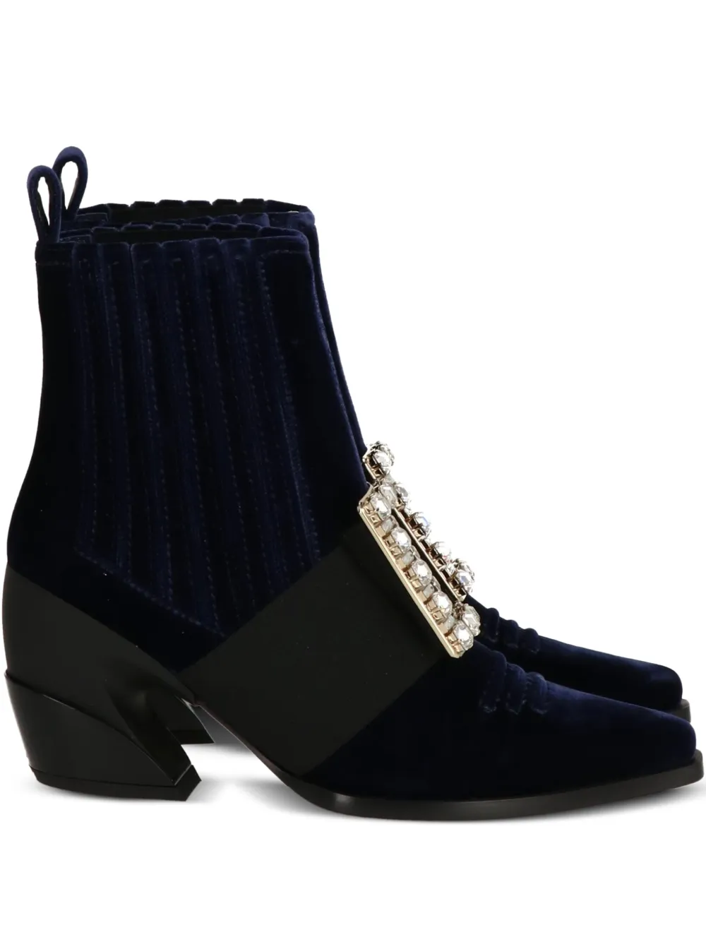 Roger Vivier 80mm embellished velvet ankle boots | Blue | Image 1