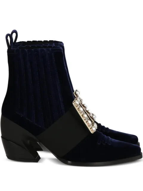 Roger Vivier 80mm embellished velvet ankle boots