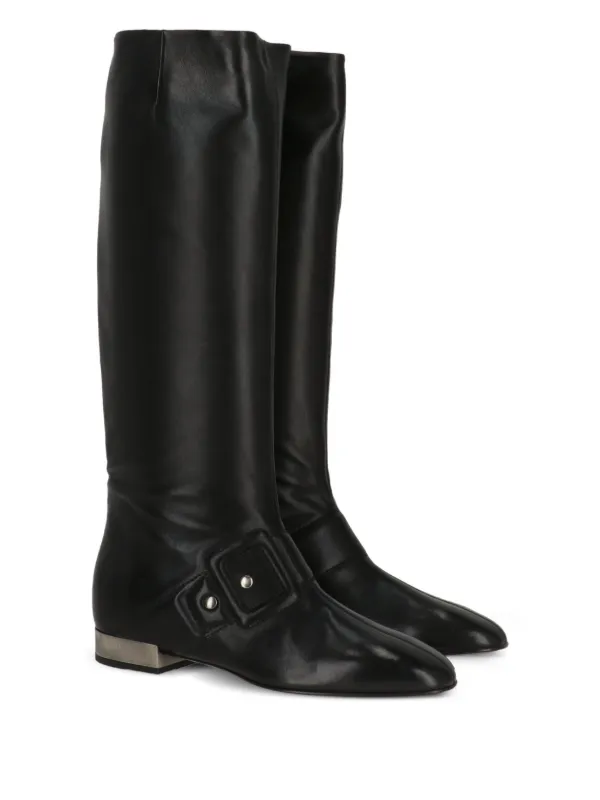 Roger Vivier バックル付きブラックレザーワークブーツ 24cm ショート