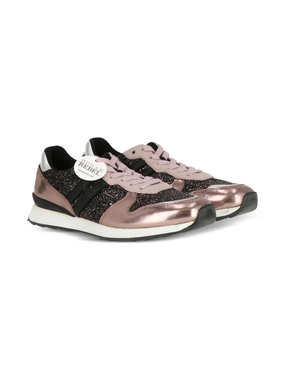 Hogan Kids Sneakers met glitter-effect Zwart
