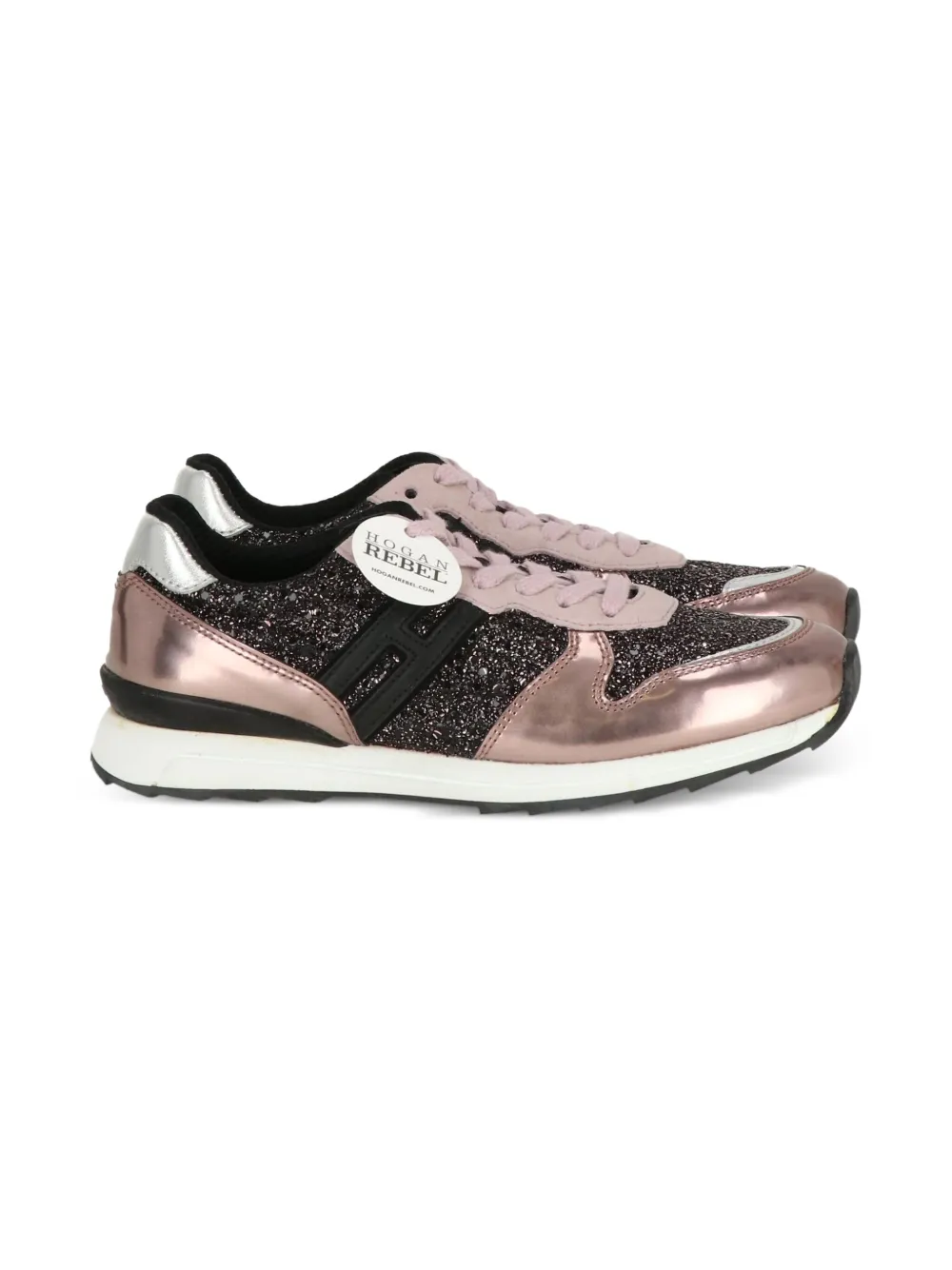 Hogan Kids Sneakers met glitter-effect Zwart