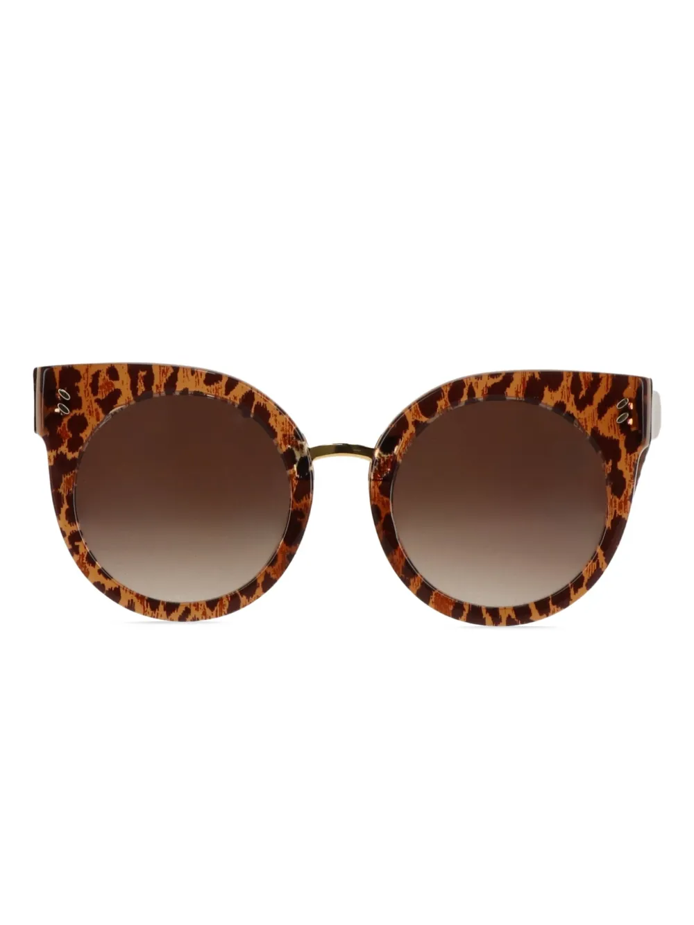Stella Mccartney Leopard-print Round Sunglasses In Brown