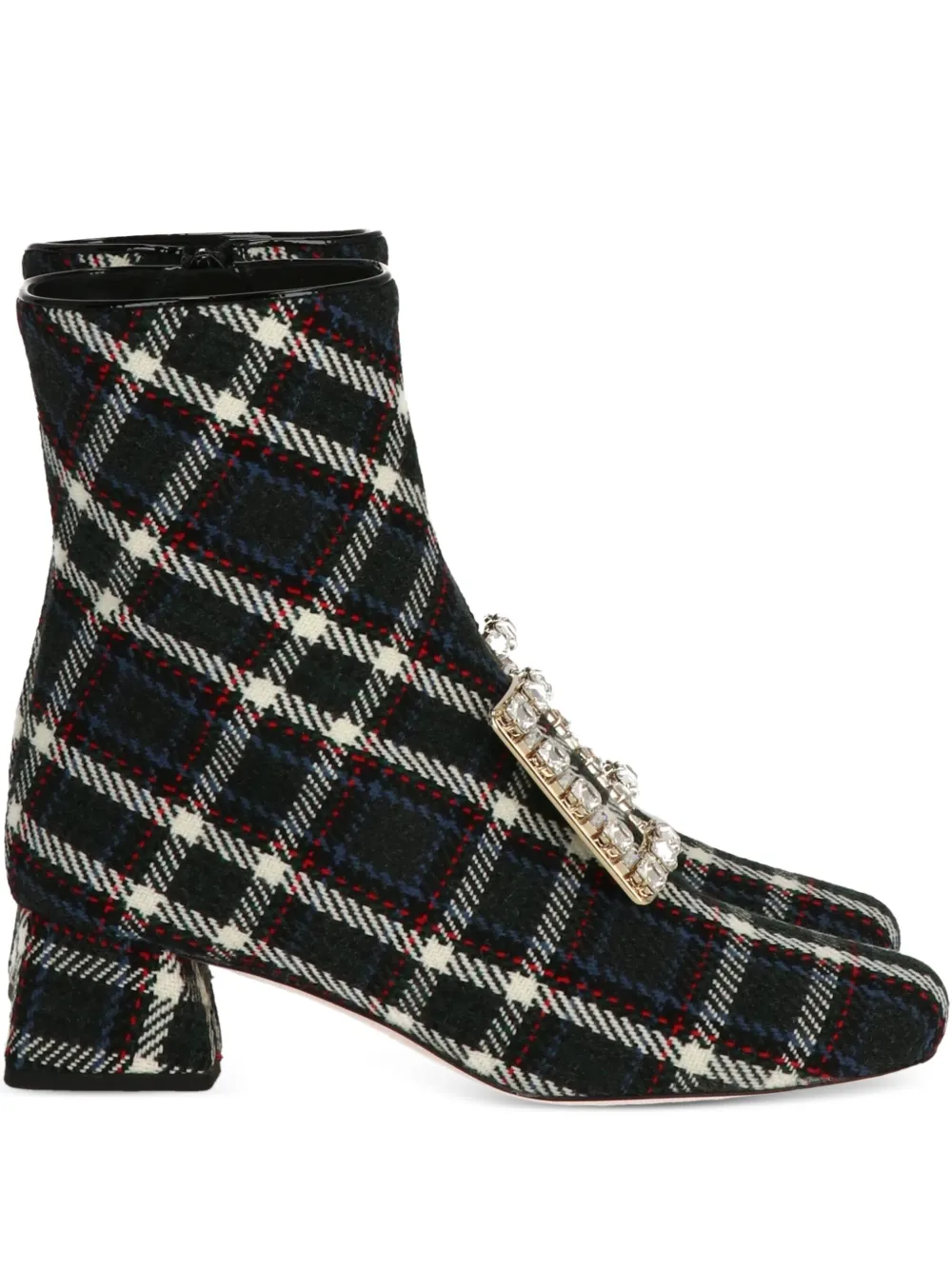 Roger Vivier Vivier buckle-embellished plaid boots | Black | Image 1