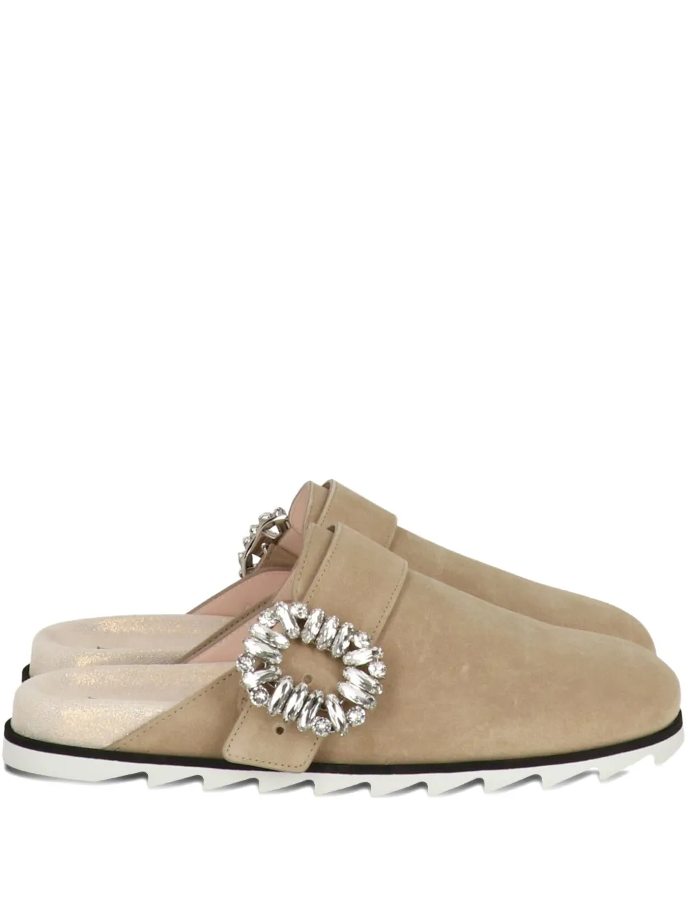 Roger Vivier buckle-embellished suede mules | Brown | Image 1