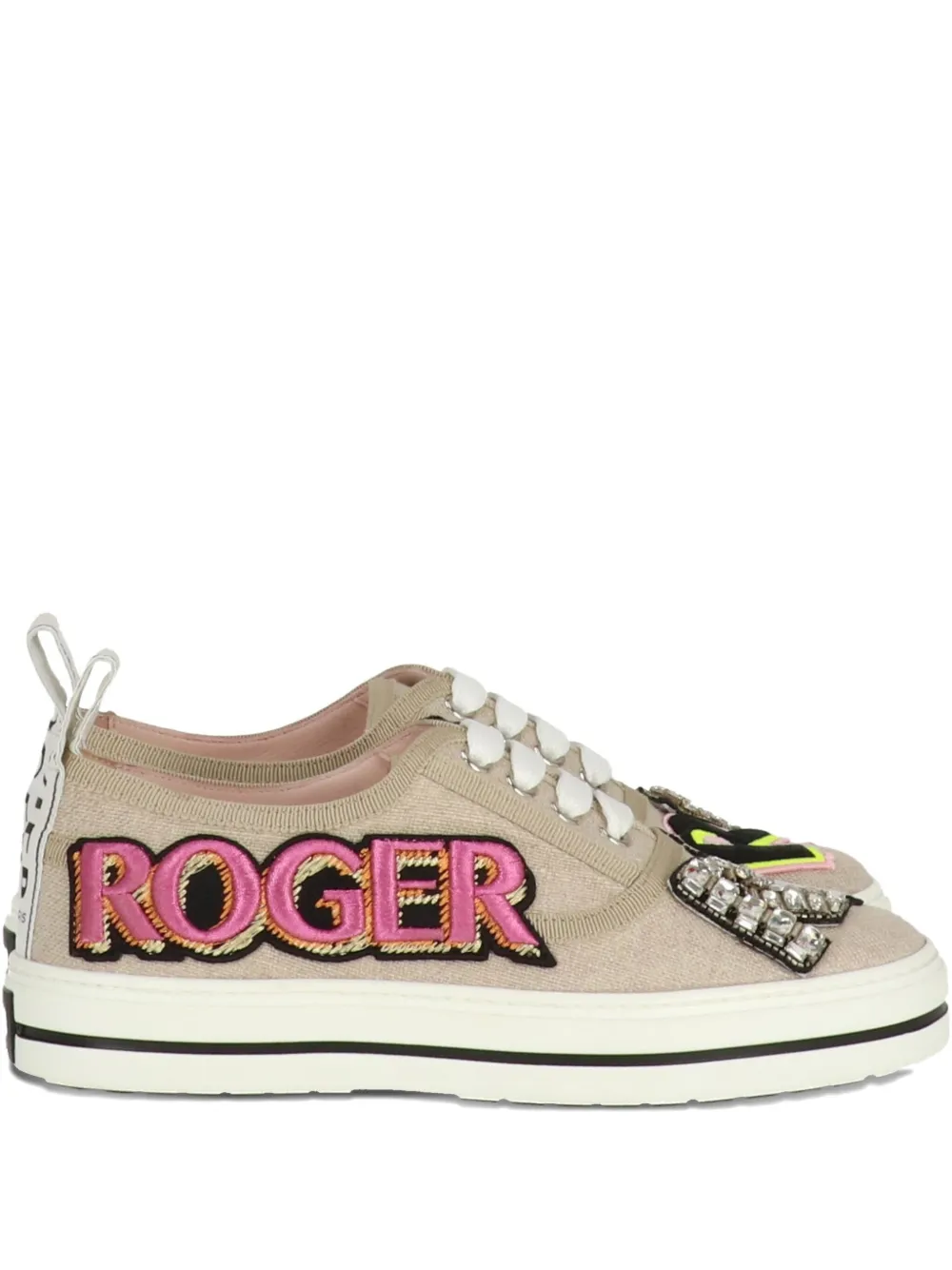 Roger Vivier rhinestone-embellished logo sneakers | Brown | Image 1