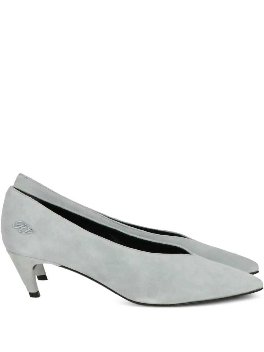 Roger Vivier V-neck pointed-toe suede pumps | Blue | Image 1
