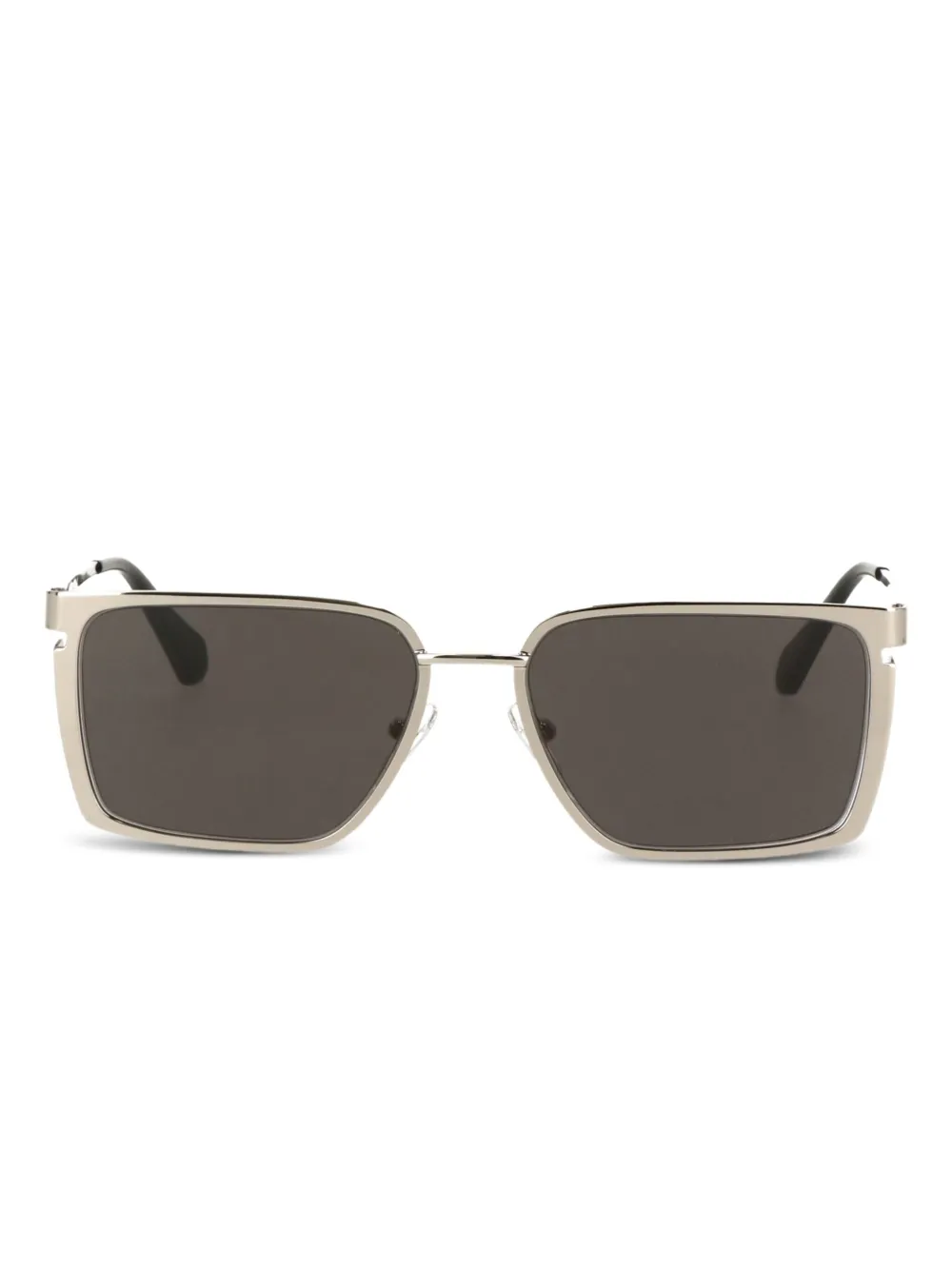 Off-white Metallic-effect Rectangle-frame Sunglasses In Silver