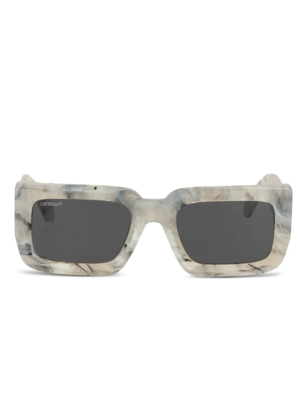 Off-white Marble-effect Square-frame Sunglasses In Gray