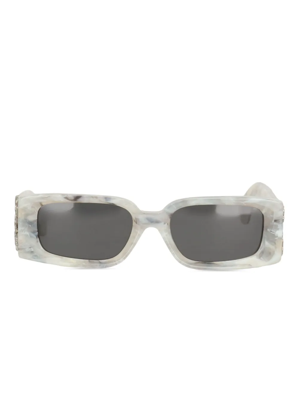 Off-white Marbled-effect Arrow-logo Sunglasses In Gray