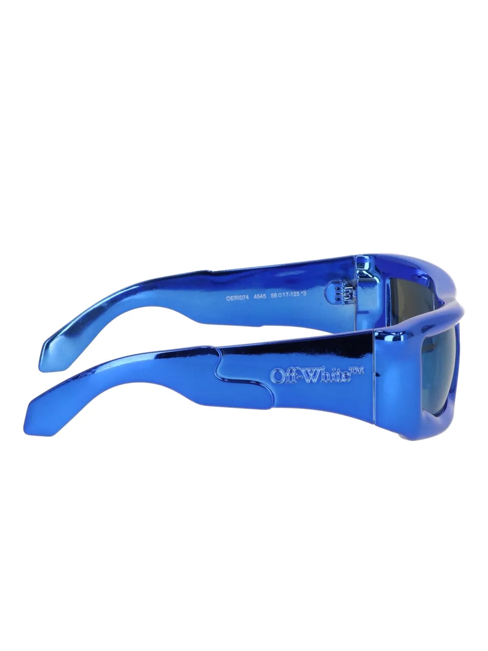 Off-white Metallic-effect Shield-effect Sunglasses In Blue