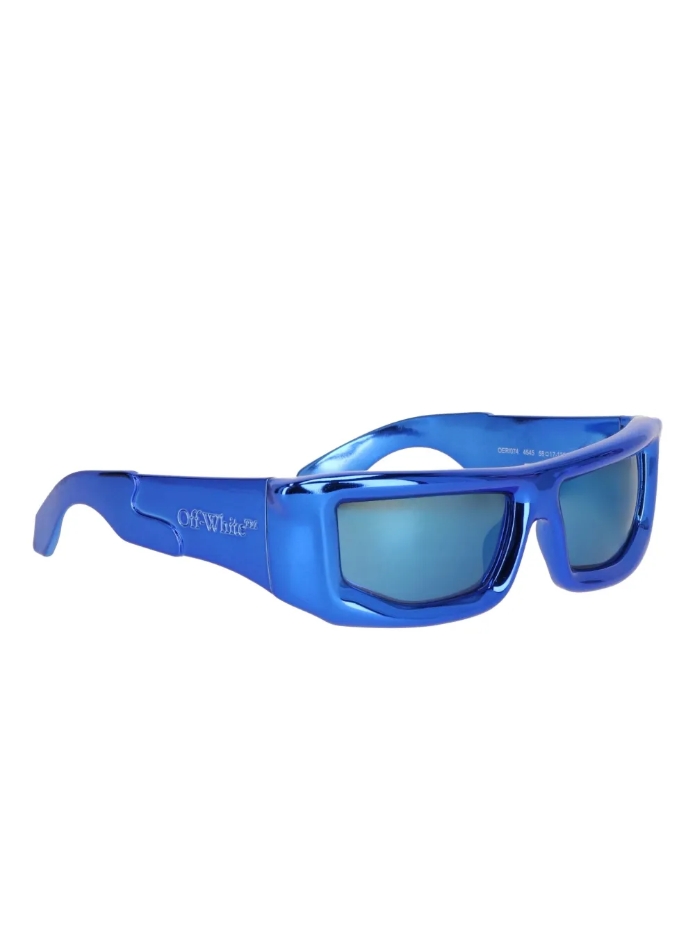 Off-white Metallic-effect Shield-effect Sunglasses In Blue