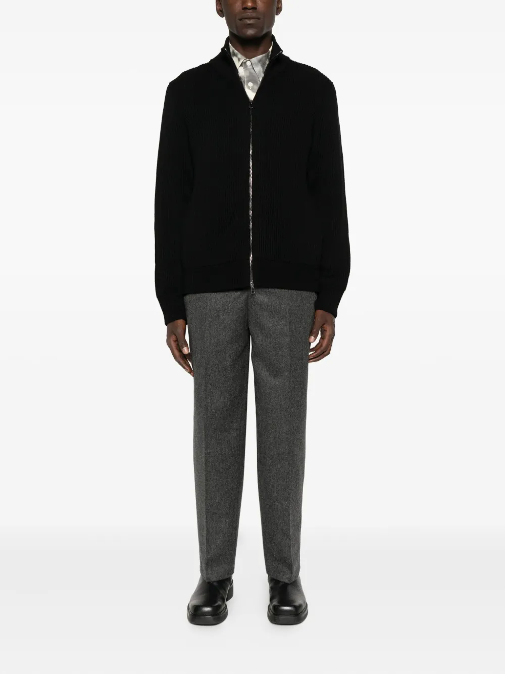 Roberto Collina zip-front merino-wool cardigan Zwart