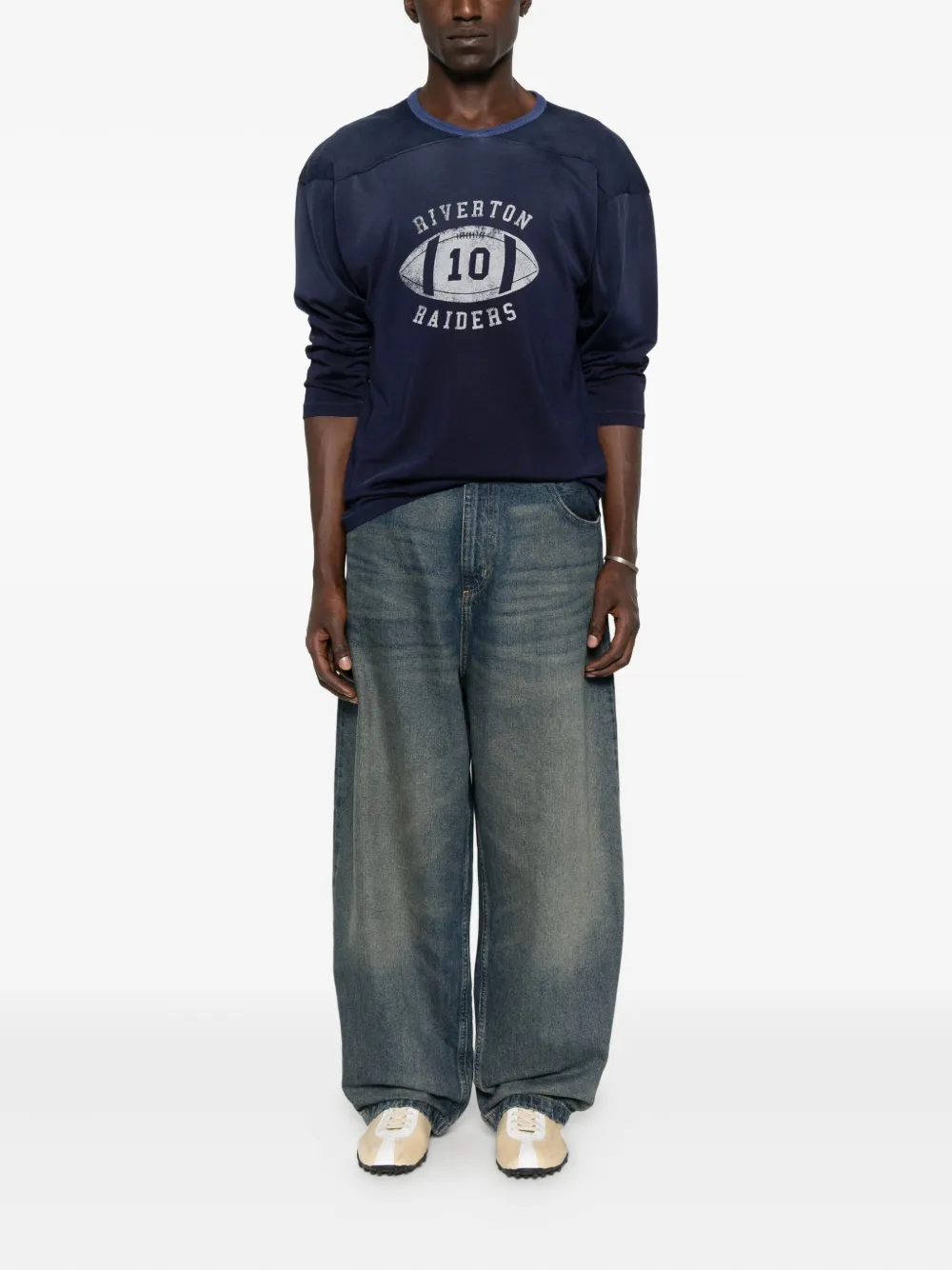 Maison Margiela football-print T-shirt - Blauw