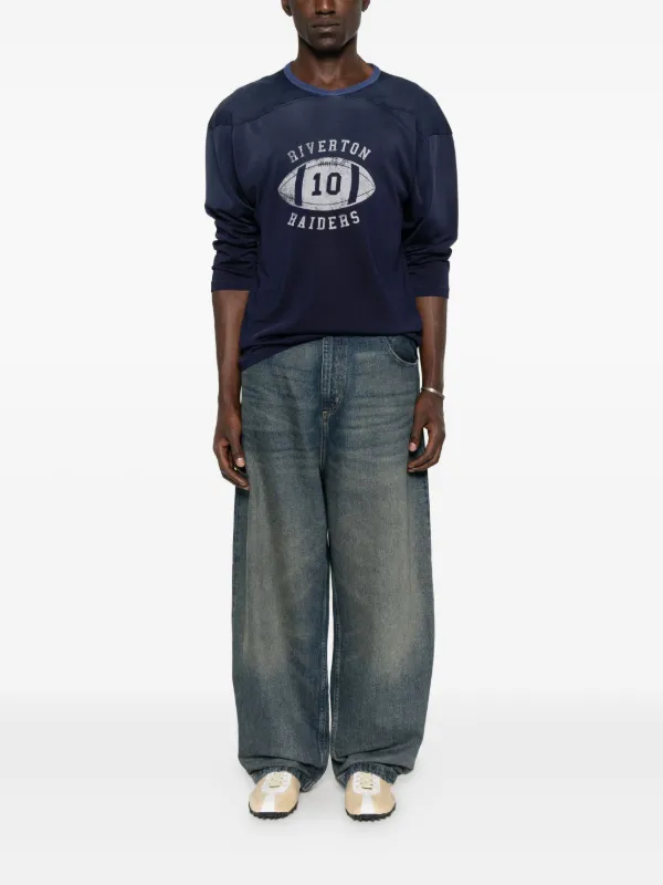 Maison Margiela football-print T-shirt | Blue | FARFETCH