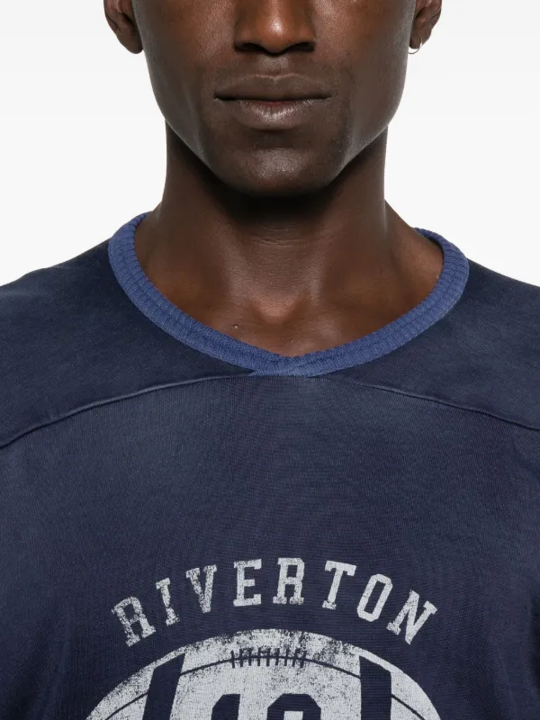 Maison Margiela football-print T-shirt | Blue | FARFETCH