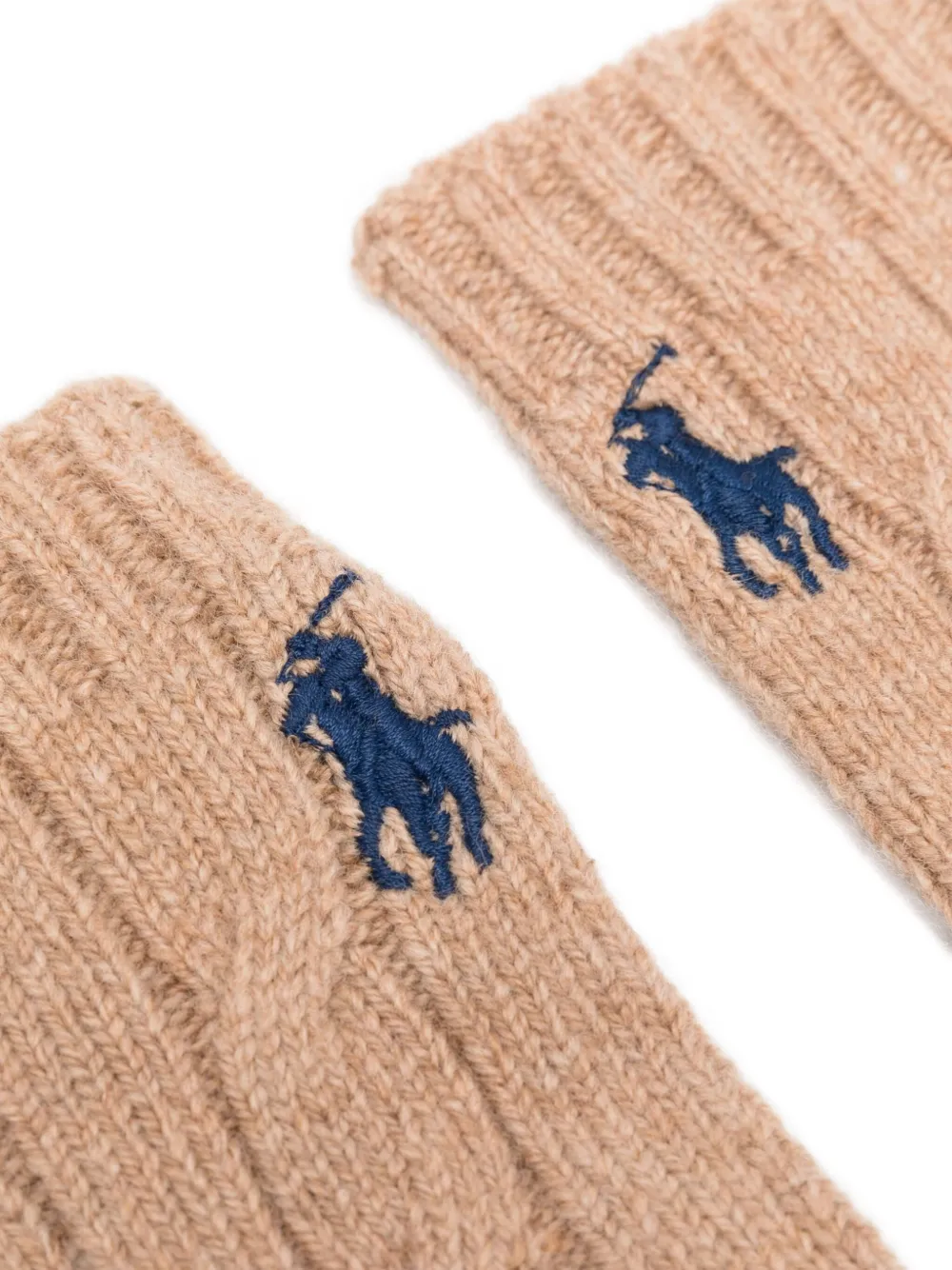 Polo Ralph Lauren Kabelgebreide handschoenen met geborduurd logo Beige