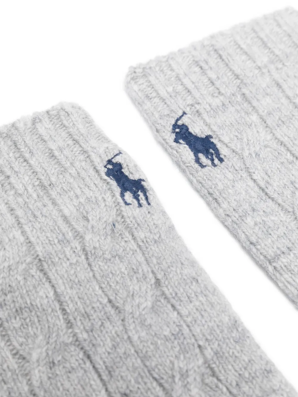Polo Ralph Lauren Kabelgebreide handschoenen met geborduurd logo Grijs