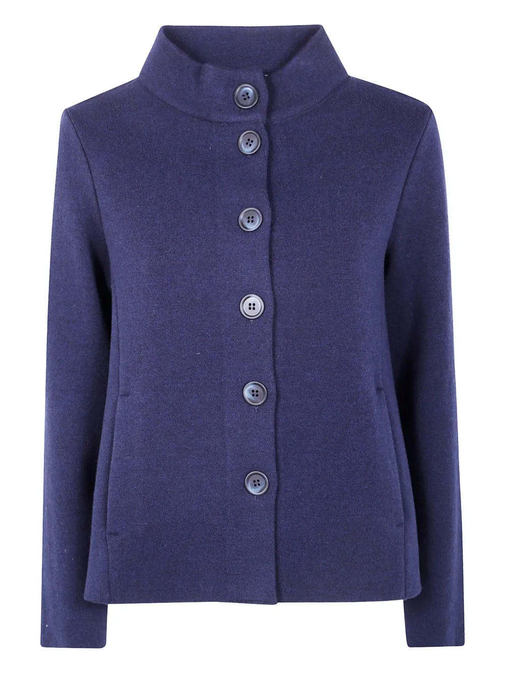 Anne Claire High-neck Wool Jacket In Blue