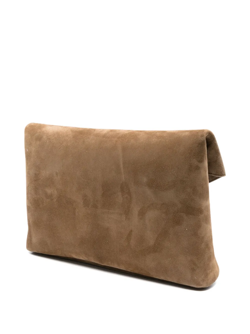 Saint Laurent Suède clutch met logoplakkaat - Beige