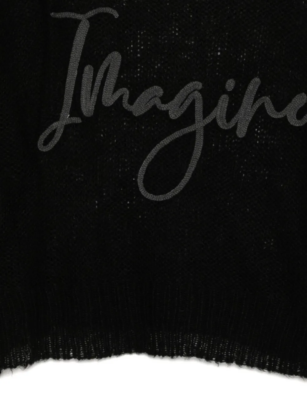 Izzue Embroidered-slogan Semi-sheer Jumper In Black