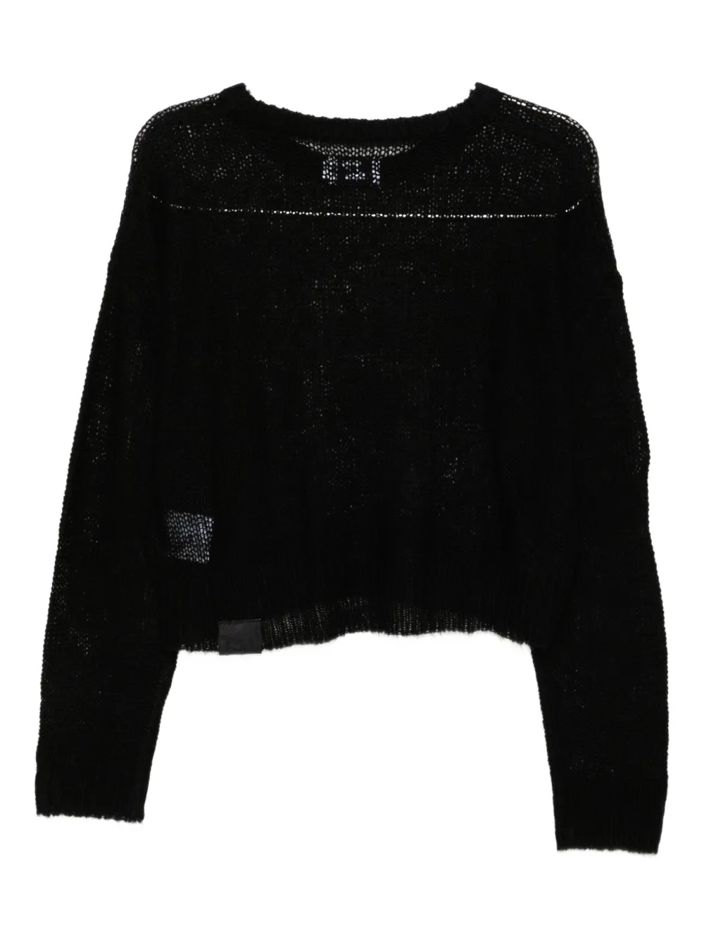 Izzue Embroidered-slogan Semi-sheer Jumper In Black