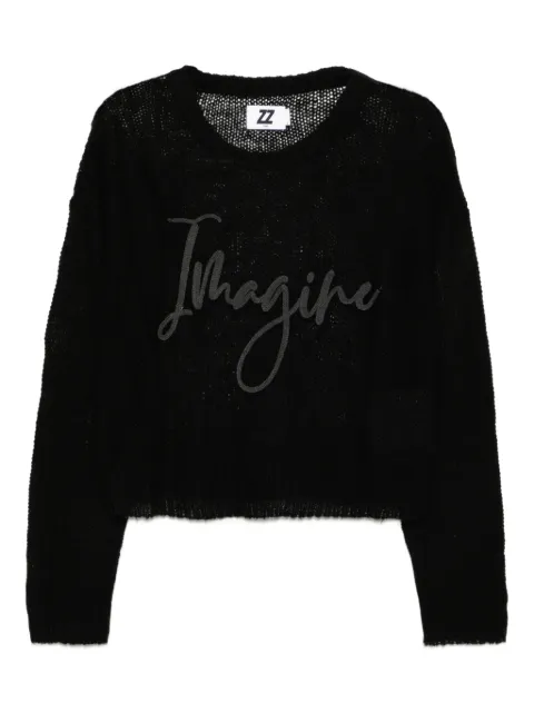 izzue embroidered-slogan semi-sheer jumper 