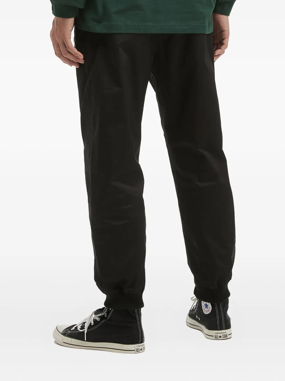 Fingercroxx Logo-patch Cuffed Trousers In Black
