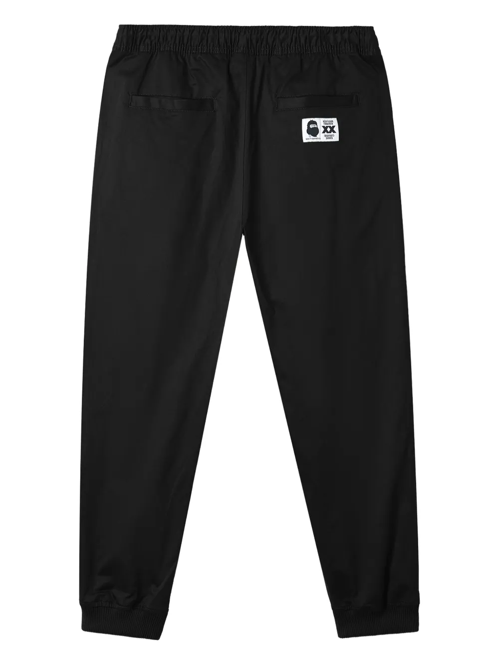 Fingercroxx Logo-patch Cuffed Trousers In Black