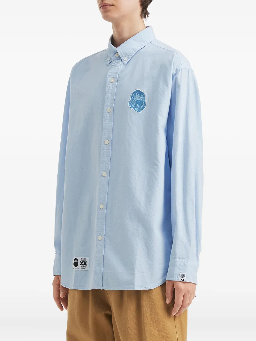 FINGERCROXX T-shirt met geborduurde patch - Blauw