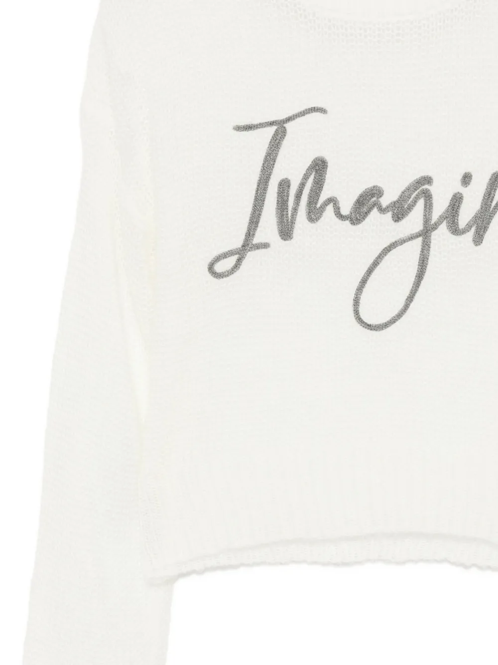 Izzue Embroidered-slogan Semi-sheer Jumper In White