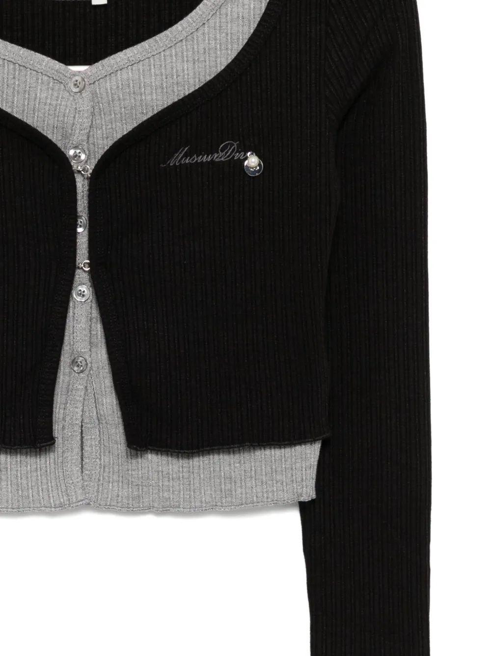 Musium Div. Embroidered-logo Layered Top In Black