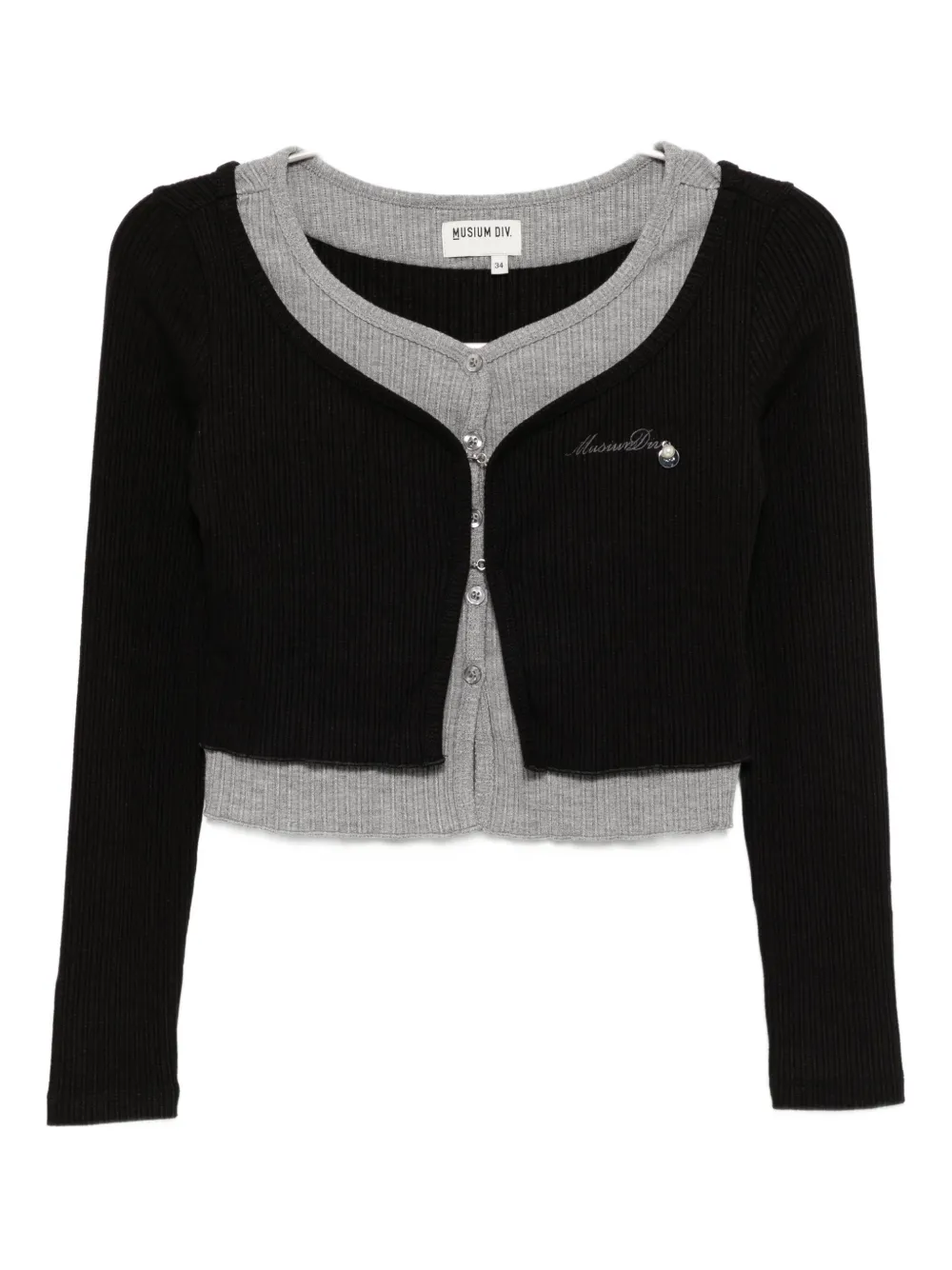 Musium Div. Embroidered-logo Layered Top In Black