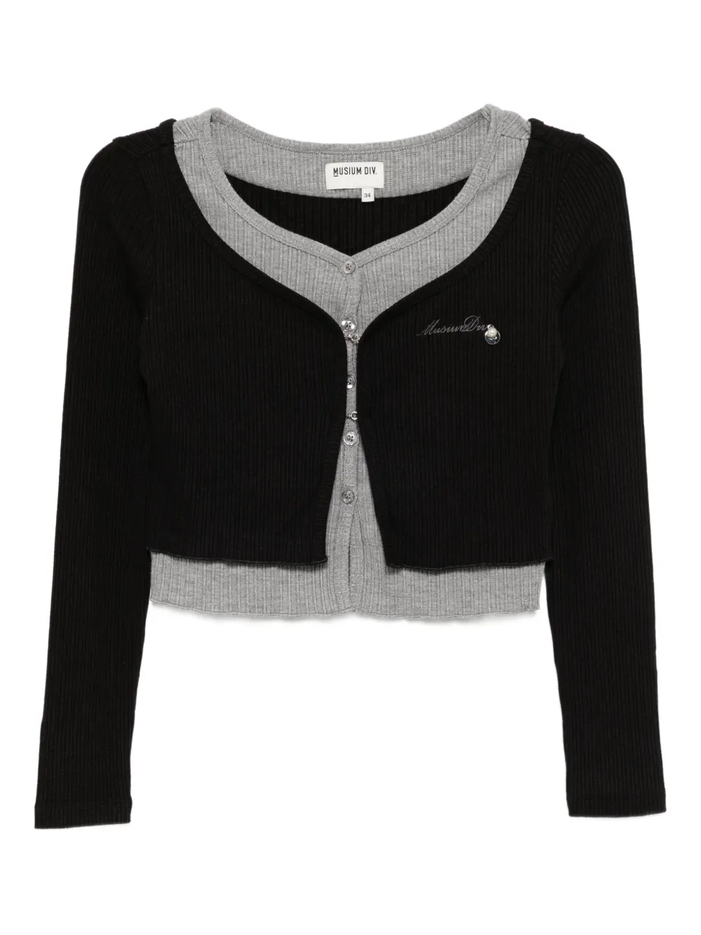 Musium Div. embroidered-logo layered top | Black | Image 1