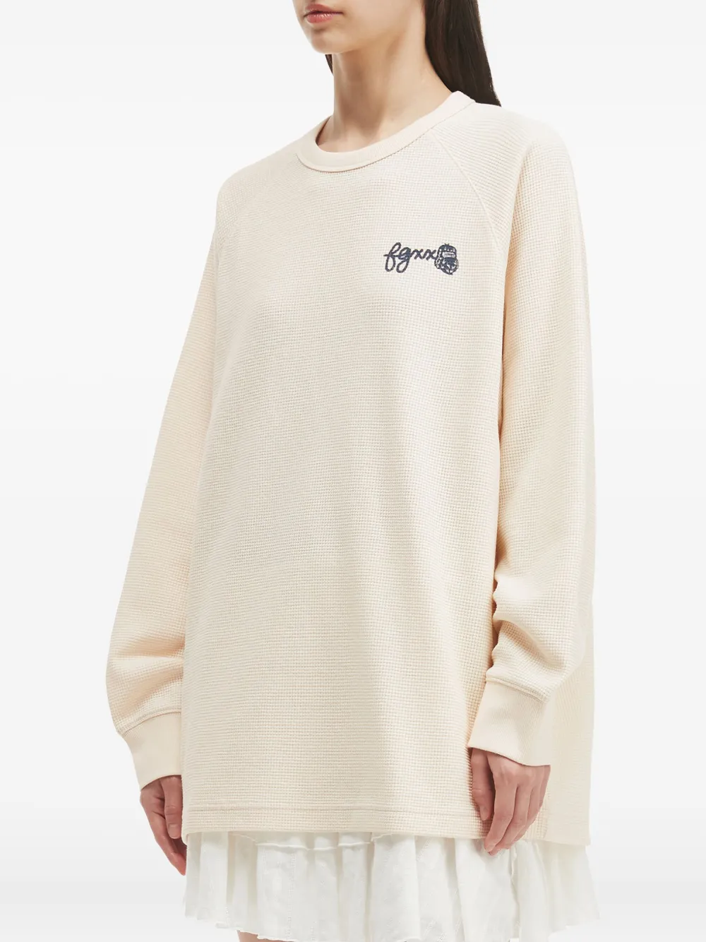 Fingercroxx Waffle-knit Logo-embroidered Sweatshirt In Neutral