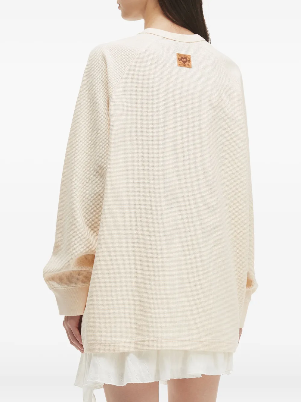 Fingercroxx Waffle-knit Logo-embroidered Sweatshirt In Neutral