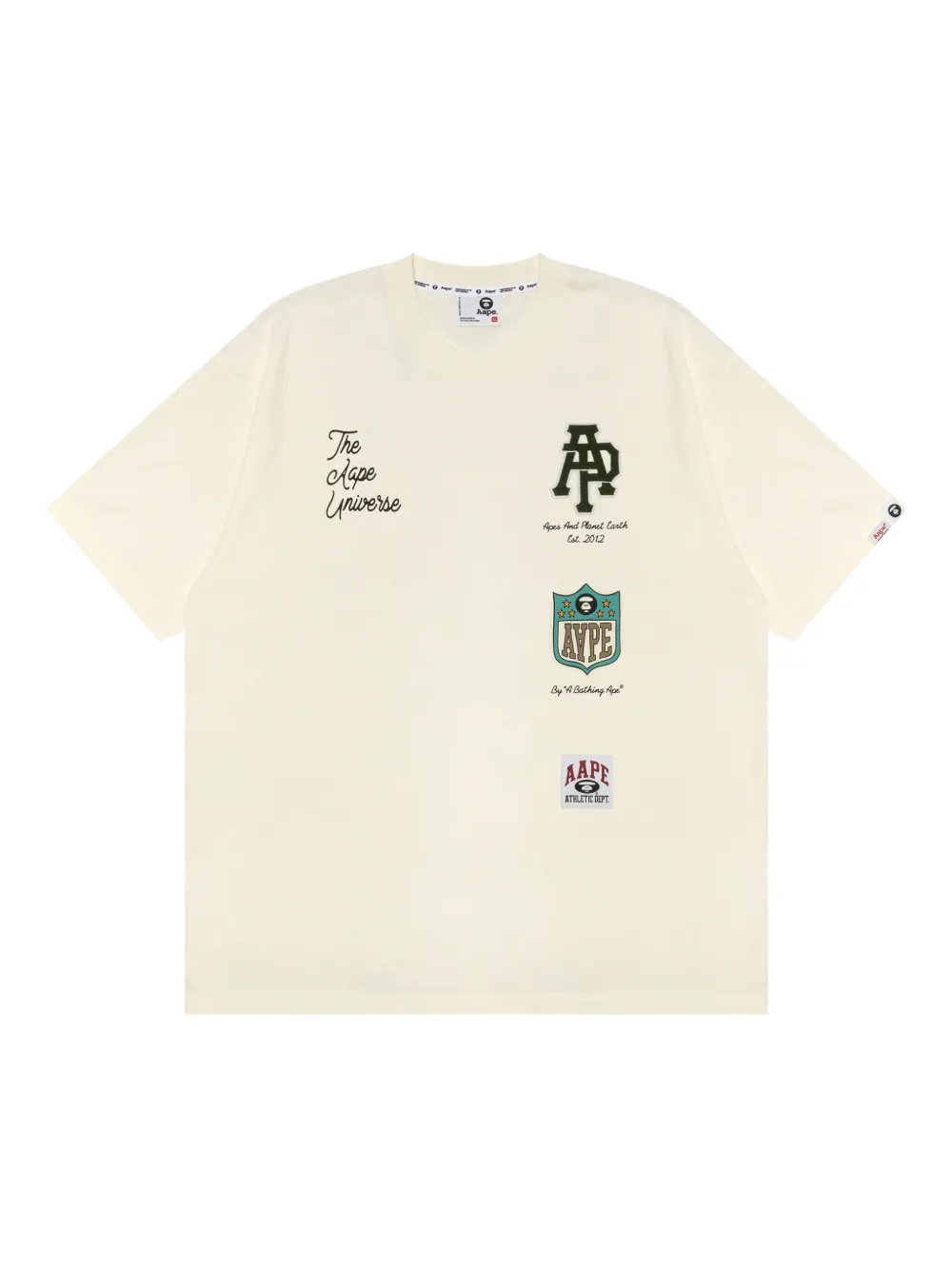 AAPE BY *A BATHING APE T-shirt met geborduurde patch Beige
