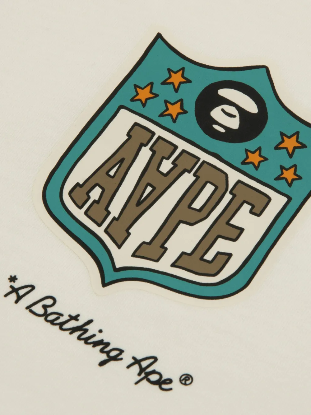 AAPE BY *A BATHING APE T-shirt met geborduurde patch Beige