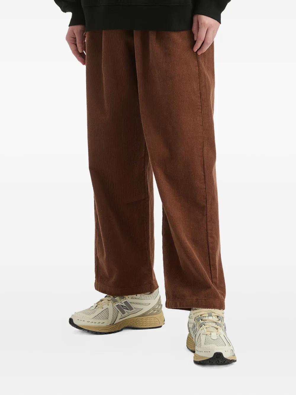 Fingercroxx Embroidered Corduroy Trousers In Brown