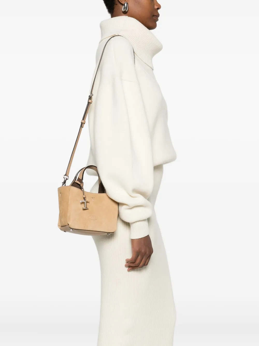Tod's Shopper met logobedel - Beige