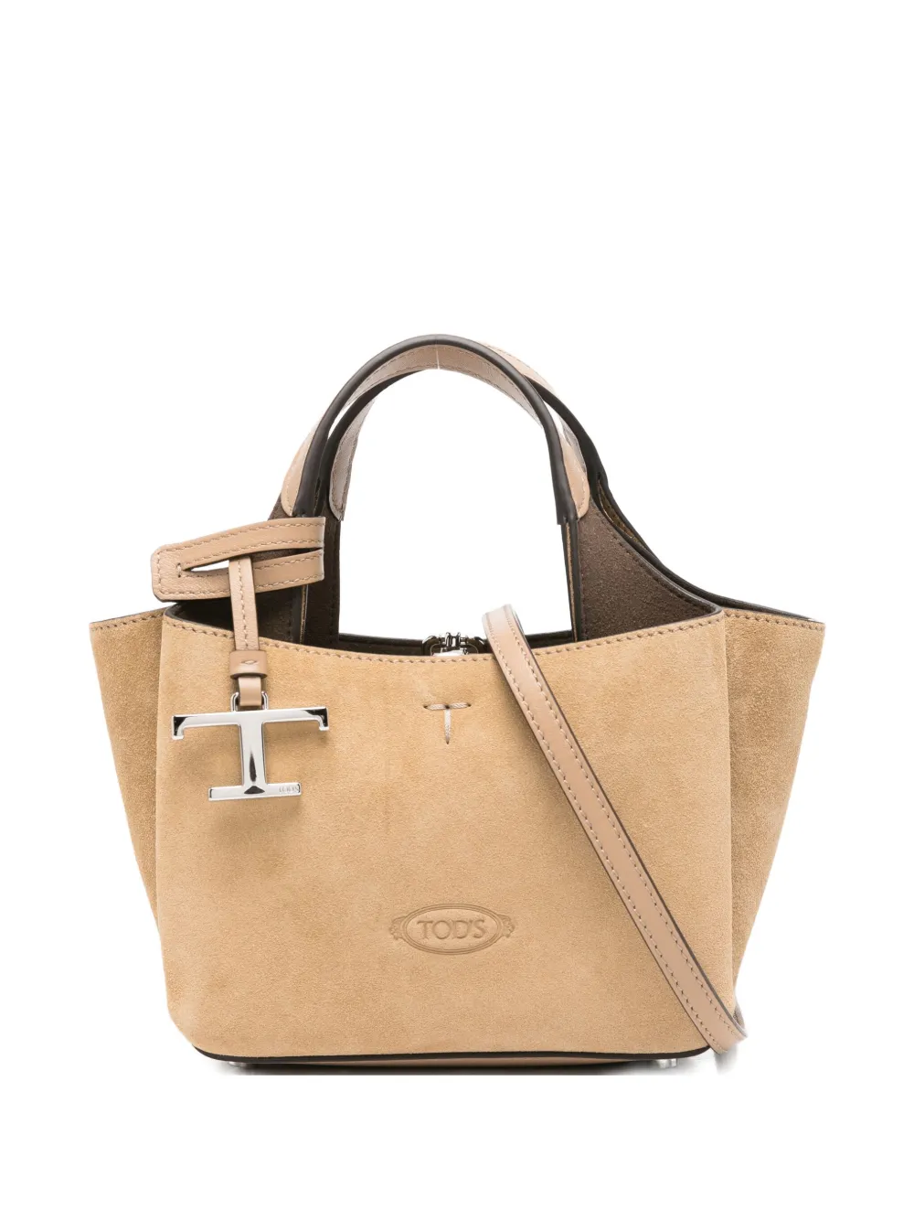 Tod's logo-charm suede tote bag | Neutrals | Image 1