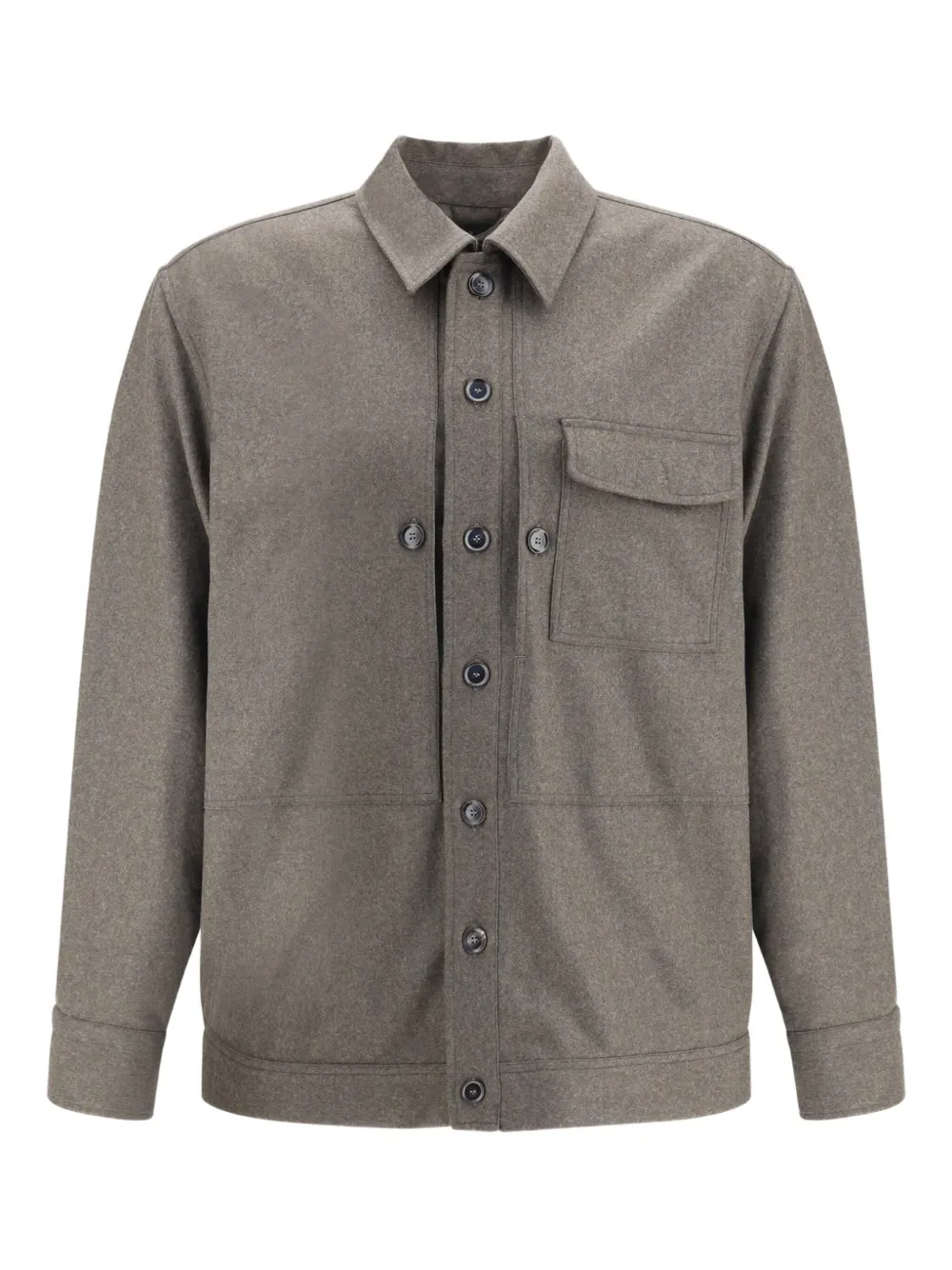 Brioni button-fastening patch-pocket shirt | Grey | Image 1