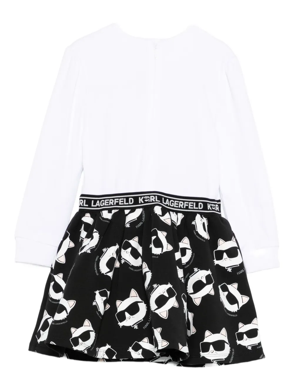 Karl Lagerfeld Kids Mini-jurk met Ikon Choupette-patch Wit