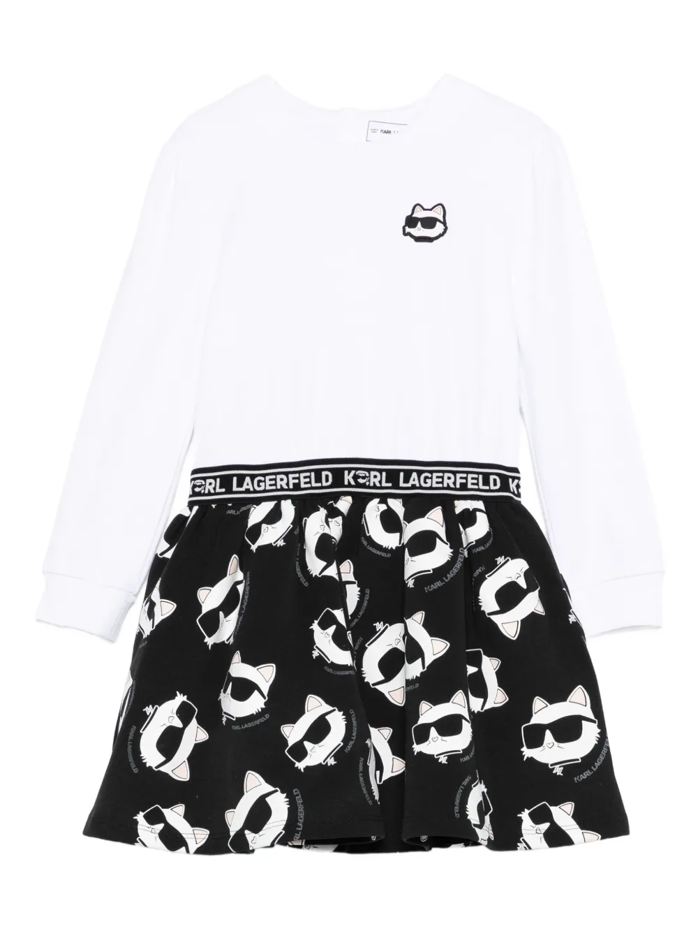 Karl Lagerfeld Kids Ikon Choupette-patch mini dress - Bianco