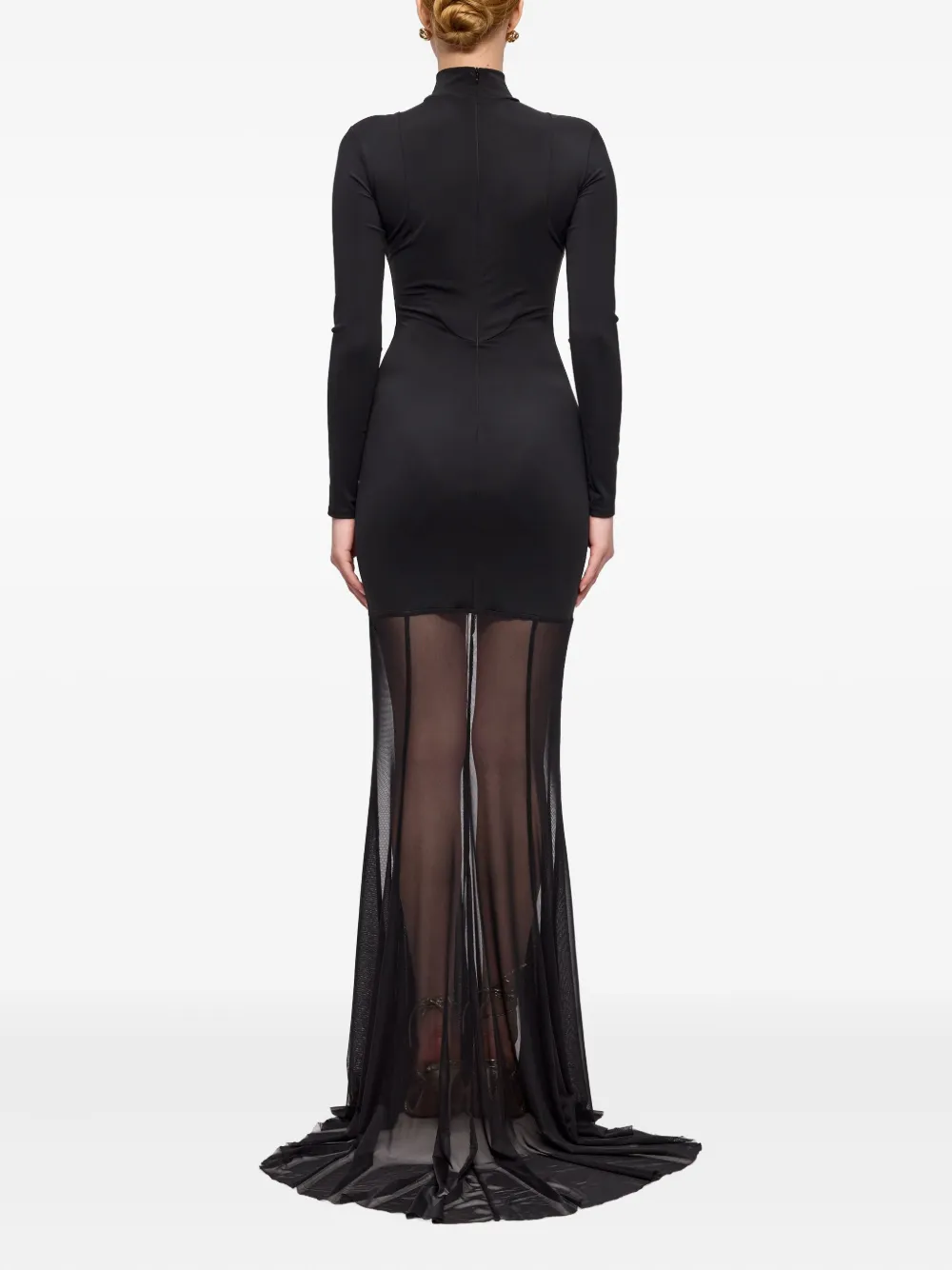 V:pm Atelier Cami High-neck Mesh-insert Maxi Dress In Black