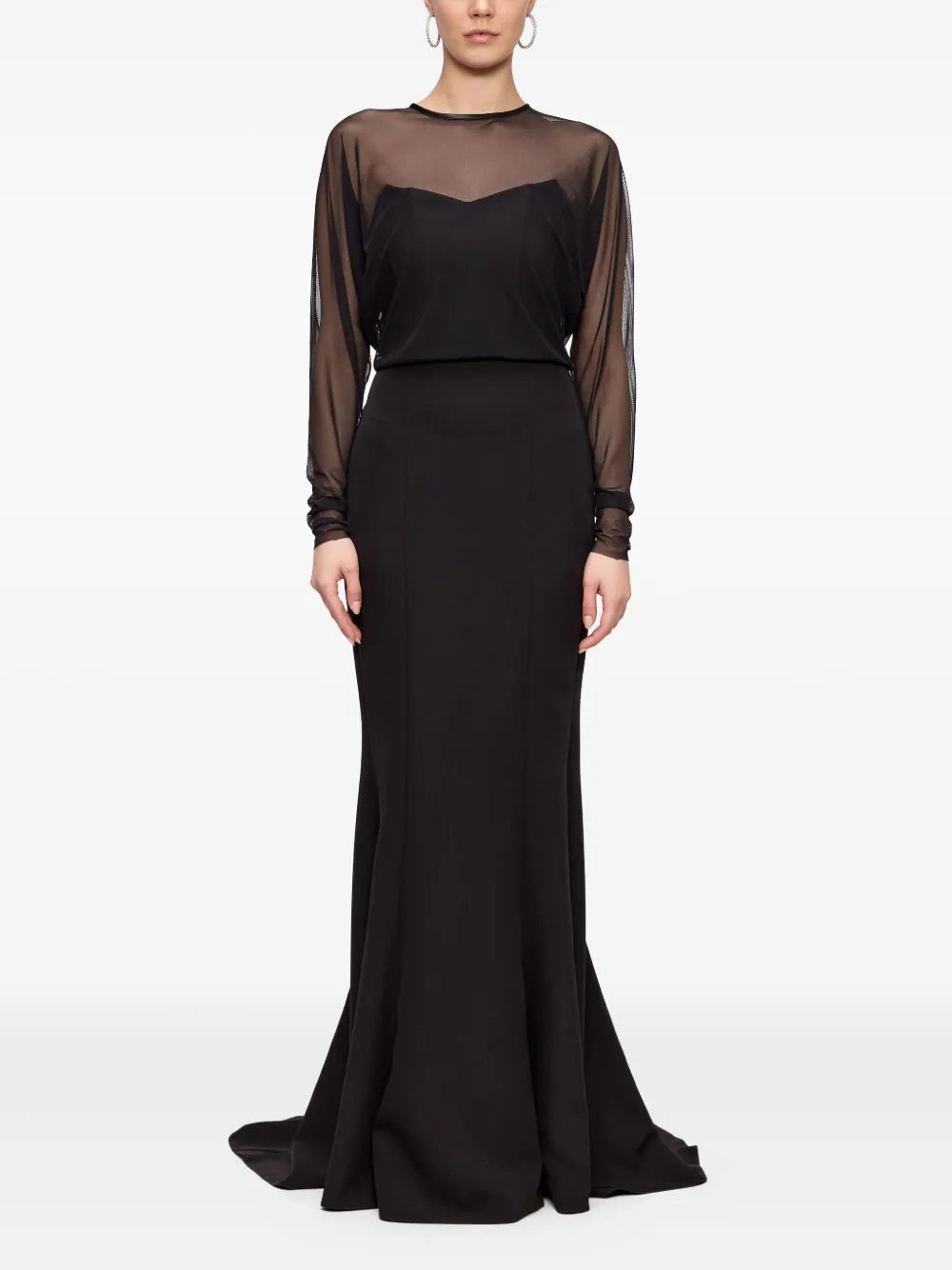 V:PM ATELIER Roxette maxi-jurk met doorzichtige top - Zwart