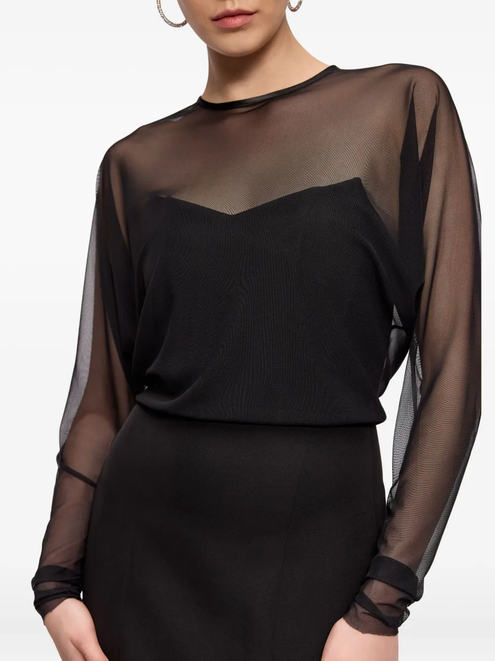 V:PM ATELIER Roxette maxi-jurk met doorzichtige top Zwart