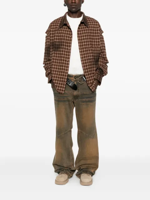 MADFRENZY checked-print deconstructed-sleeve shirt